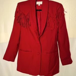 Caché wool fringe blazer